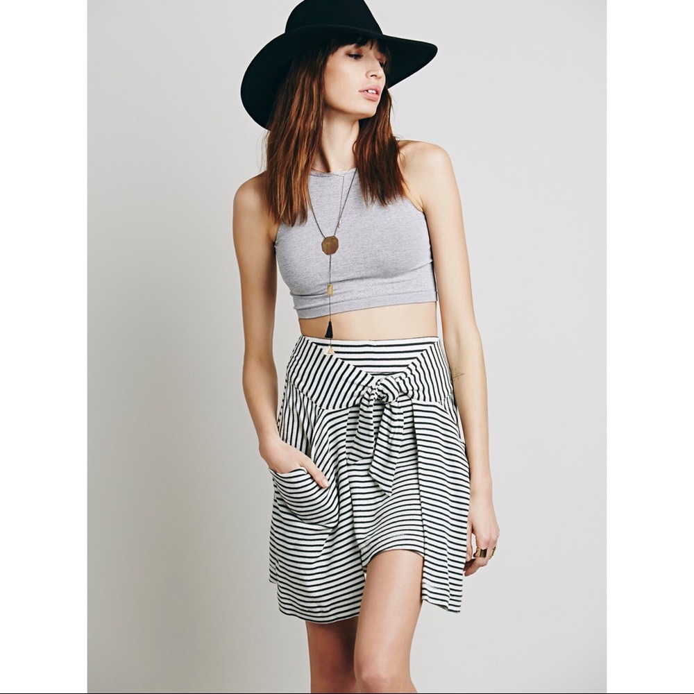 NWT Free People Tie-Front Striped Skirt S